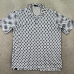 Turtleson Mens XL Polo Shirt Short Sleeve Nautical Helm Print White Golf Casual